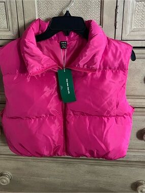 SHEIN Hot Pink Quilted Puffer Vest